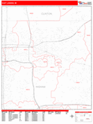 East Lansing Digital Map Red Line Style